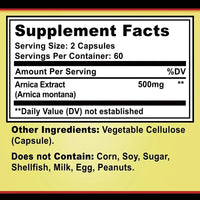 Arnica Montana Capsules - Suitable for Bruises and Swelling, Relieves Pain, Improves Mood, and Boosts Immunity - 120 Capsules