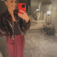 Coated Women Cinched-waist Leather Jacket RetroCasual Lapel Full Sleeve Zipper Bomber Coats Lady Daily High Street Outwear 2026