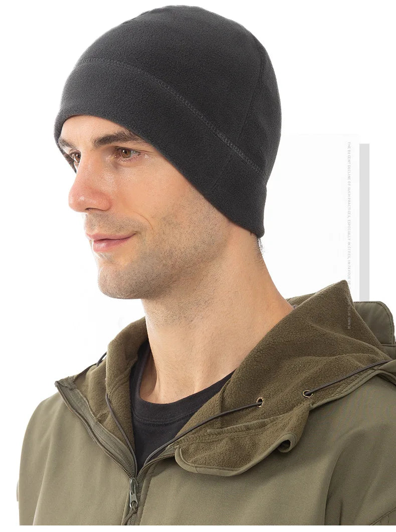 Winter Fleece Beanie Cycling Men Women Elastic Hiking Soft Thermal Commuting Ski Helmet Liner Hat Windproof Camping Cap Outdoor