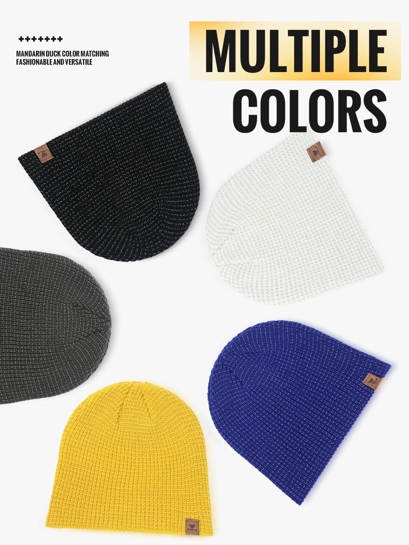 WRELS Winter Knitted Beanie Hats Warm Night Running Reflective Hat Unisex Windproof Ear Protection Cycling Hiking Ski Cap