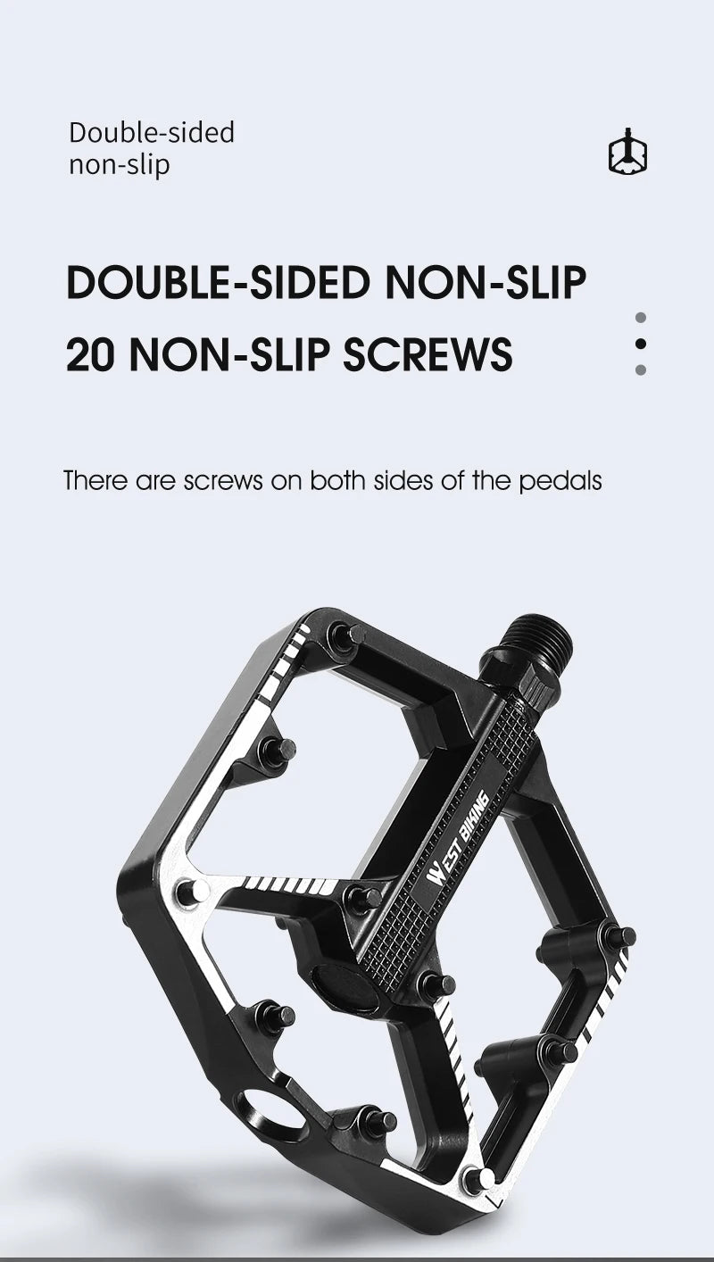 WEST BIKING Bicycle Pedals Sealed DU Bearing Nonslip Pedal Mountain Road Bike Cycling Alloy MTB Pedal Bicycle Accessories