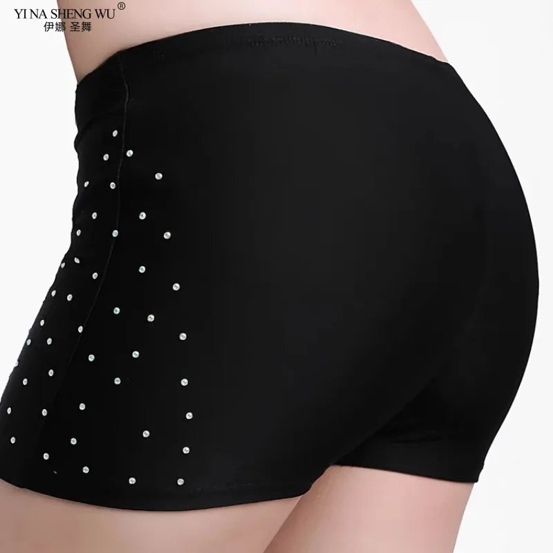 Belly Dance Safety Shorts Women's Belly Dance Clothes Leggings Tight-fitting Stretch Safety Pants with Diamonds Short Pants - MANDOTOS