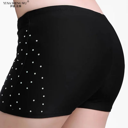 Belly Dance Safety Shorts Women's Belly Dance Clothes Leggings Tight-fitting Stretch Safety Pants with Diamonds Short Pants - MANDOTOS