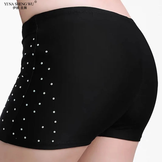 Belly Dance Safety Shorts Women's Belly Dance Clothes Leggings Tight-fitting Stretch Safety Pants with Diamonds Short Pants - MANDOTOS