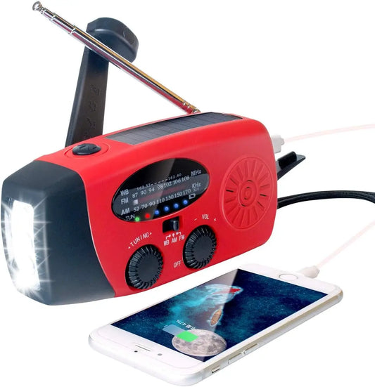 2000mAh Emergency Crank Weather Radio with LED Flashlight, Alertsync Portable AM/FM/NOAA Solar Radio with Phone Charger, SOS Ala - MANDOTOS