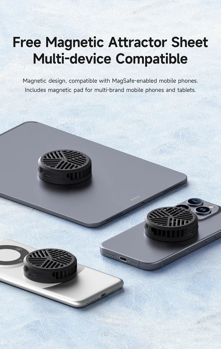 Hagibis Magnetic Cell Phone Cooler Universal Cooling Fan Mobile Phone Radiator for iPhone 16 Pro Black Shark Gaming Live Stream - MANDOTOS