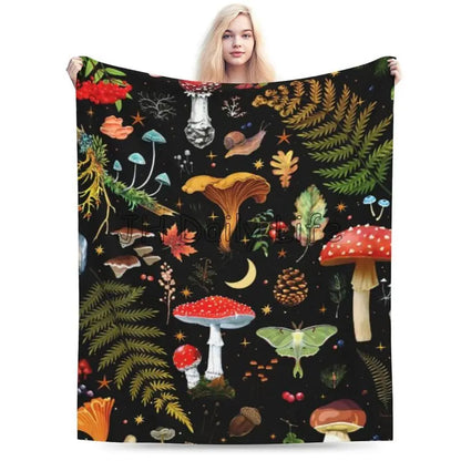 Mushroom Paradise Throw Blanket – Soft, Warm, & Cozy - MANDOTOS