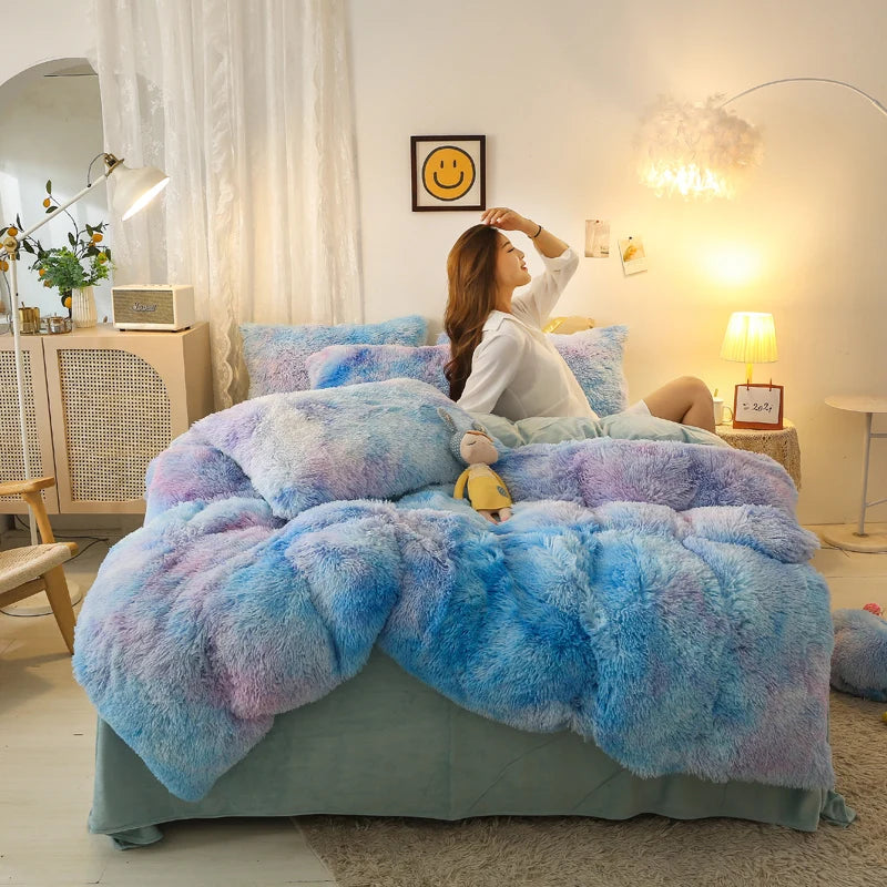 Luxurious Tie-Dyed Plush Flannel Bedding Set - MANDOTOS