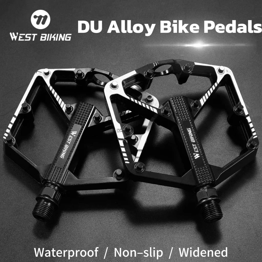 WEST BIKING Bicycle Pedals Sealed DU Bearing Nonslip Pedal Mountain Road Bike Cycling Alloy MTB Pedal Bicycle Accessories