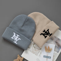 1/2/3pcs Unisex Winter Beanie Hats, Solid Color Knitted Warm Outdoor Caps with Embroidered Hand Washable