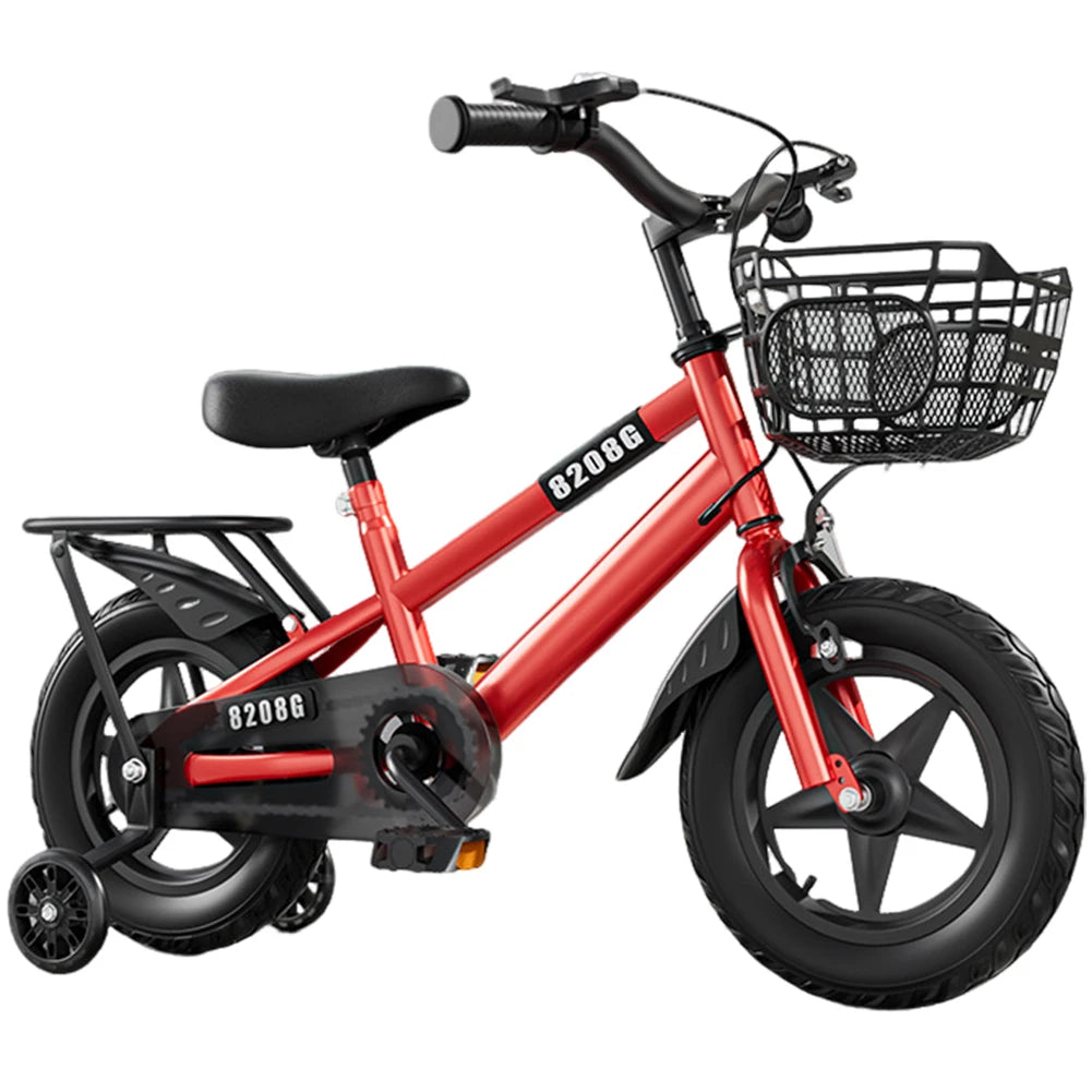 12 Inch Children Kids Bike Bicycle with Training Wheels & Basket Toddler Kids Bicycle for Ages 3-7 Years Old Boys Girls Train