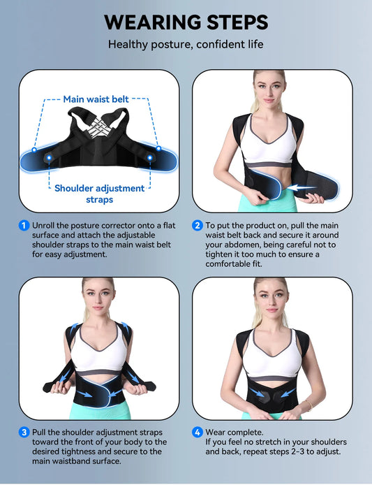 Dropshipping Stock Adjustable Back Posture Corrector Belt Women Men Prevent Slouching Relieve Pain Posture Corrector - MANDOTOS