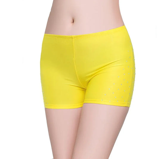 Belly Dance Safety Shorts Women's Belly Dance Clothes Leggings Tight-fitting Stretch Safety Pants with Diamonds Short Pants - MANDOTOS