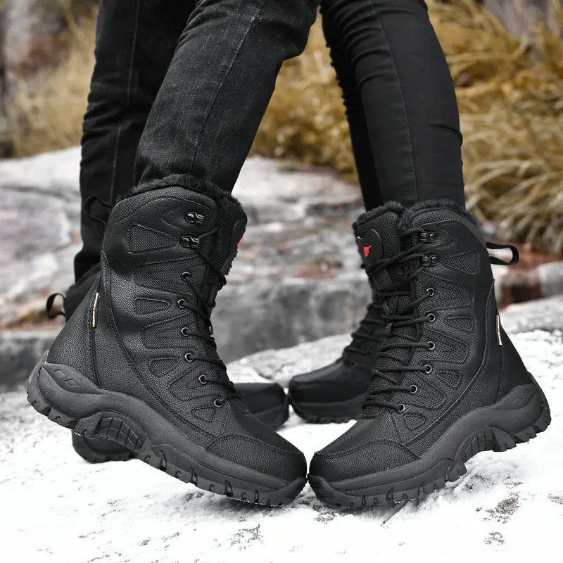 Winter Warm Waterproof Leather Snow Boots for Men - MANDOTOS