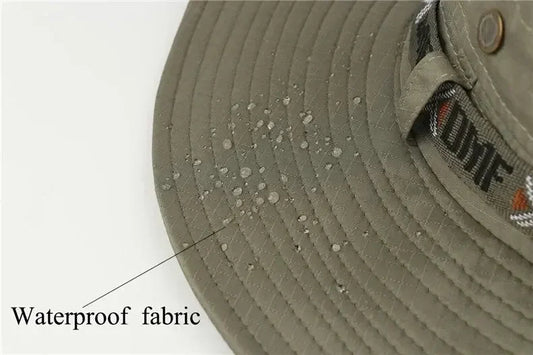 Summer Men Bucket Hat Outdoor UV Protection Wide Brim Panama Safari Hunting Hiking Hat Mesh Fisherman Hat Beach Sunscreen Cap - MANDOTOS