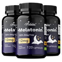 Melatonin 12mg - Relieves Anxiety and Stress, Helps with Deep Sleep, Helps Reduce Insomnia and Trouble Falling Asleep, Non-GMO