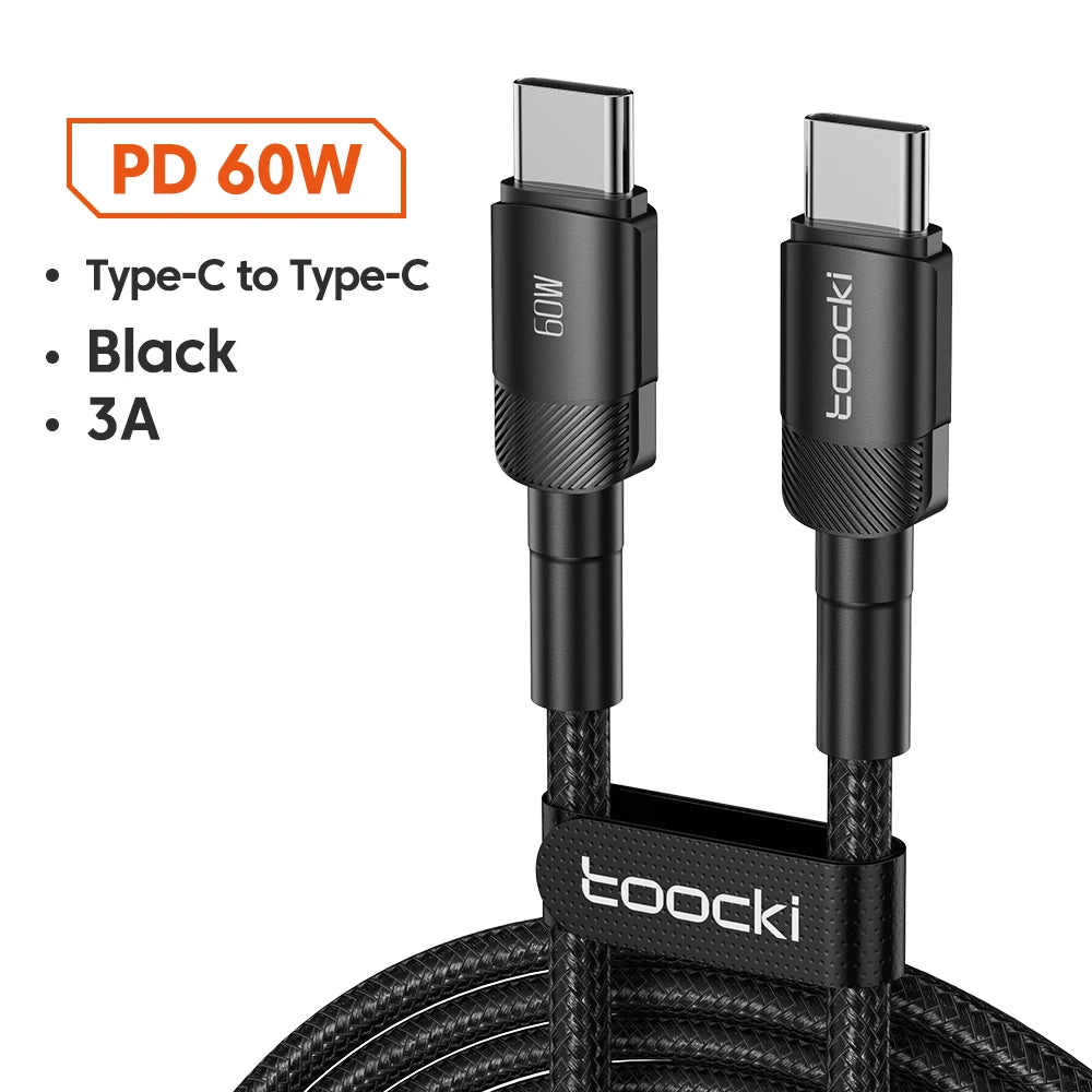 Toocki 100W Type C to USB C Cable PD 3.0 Quick Charge 4.0 Fast Charging Type C to Type C for iPhone 15 Macbook Samsung Xiaomi - MANDOTOS