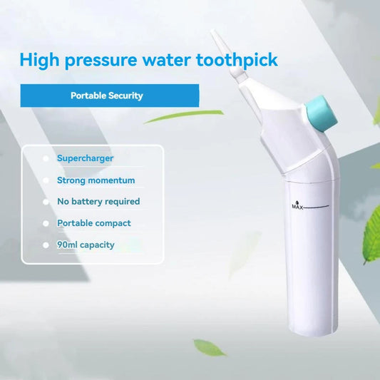 Household High Pressure Oral Irrigator Portable Teeth Clean Water Dental Floss Manual High Pressure Water Toothpick - MANDOTOS