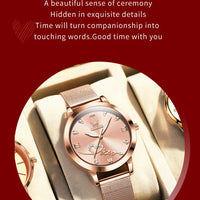 OLEVS Luxury Fashion Ladies' Watches Rose Gold Top Brand Original Quartz Watch for Women Stainless Steel Mesh Strap Love Dial