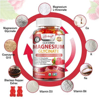 Magnesium Glycinate Gummies - Calm, Relieves Stress, Promotes Sleep, Support Memory, Concentration & Muscle Spasms - 120pcs