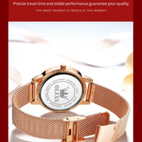 OLEVS Luxury Fashion Ladies' Watches Rose Gold Top Brand Original Quartz Watch for Women Stainless Steel Mesh Strap Love Dial