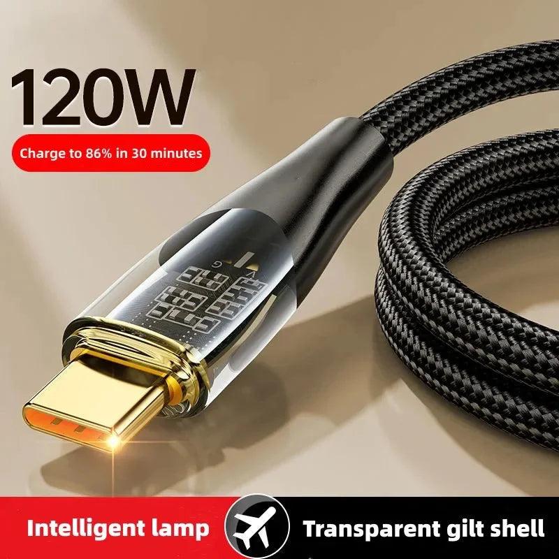 120W USB To Type C Cable Super Fast Charging Data Cord For Xiaomi 12 Redmi Note 11 Samsung S23 S22 Huawei Type-c Charger Cord - MANDOTOS