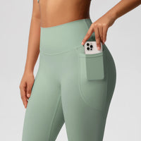 High Waist Women's Leggings Stretch Yoga Pants Tights With Pockets Push Up Fitness Running Sportswear Solid Color Pants