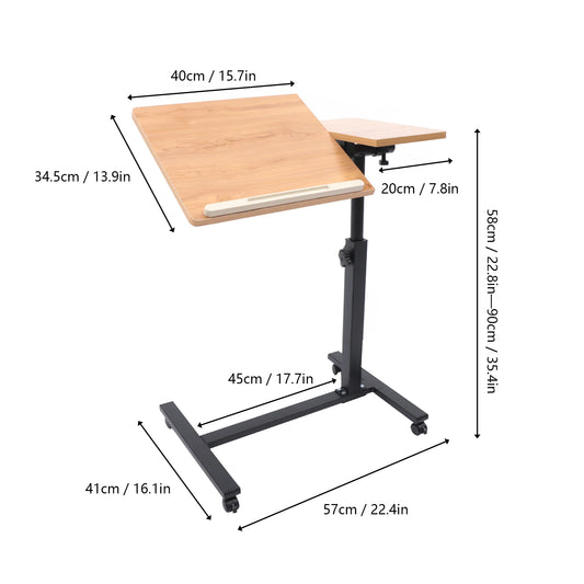 Adjustable Height Laptop Desk Rolling Cart Table Stand Movable Computer Table Sofa Side Tables - MANDOTOS