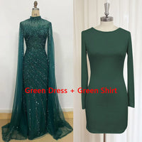 Eshaut&bridal Luxury Beaded Evening Dress Cape Sleeve Dubai Sheer Neck Mermaid Formal Prom Wedding Party Gown Customized 2026