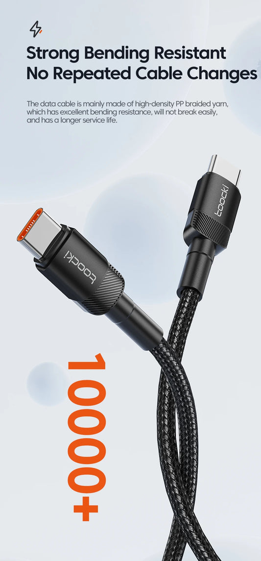 Toocki 100W Type C to USB C Cable PD 3.0 Quick Charge 4.0 Fast Charging Type C to Type C for iPhone 15 Macbook Samsung Xiaomi - MANDOTOS