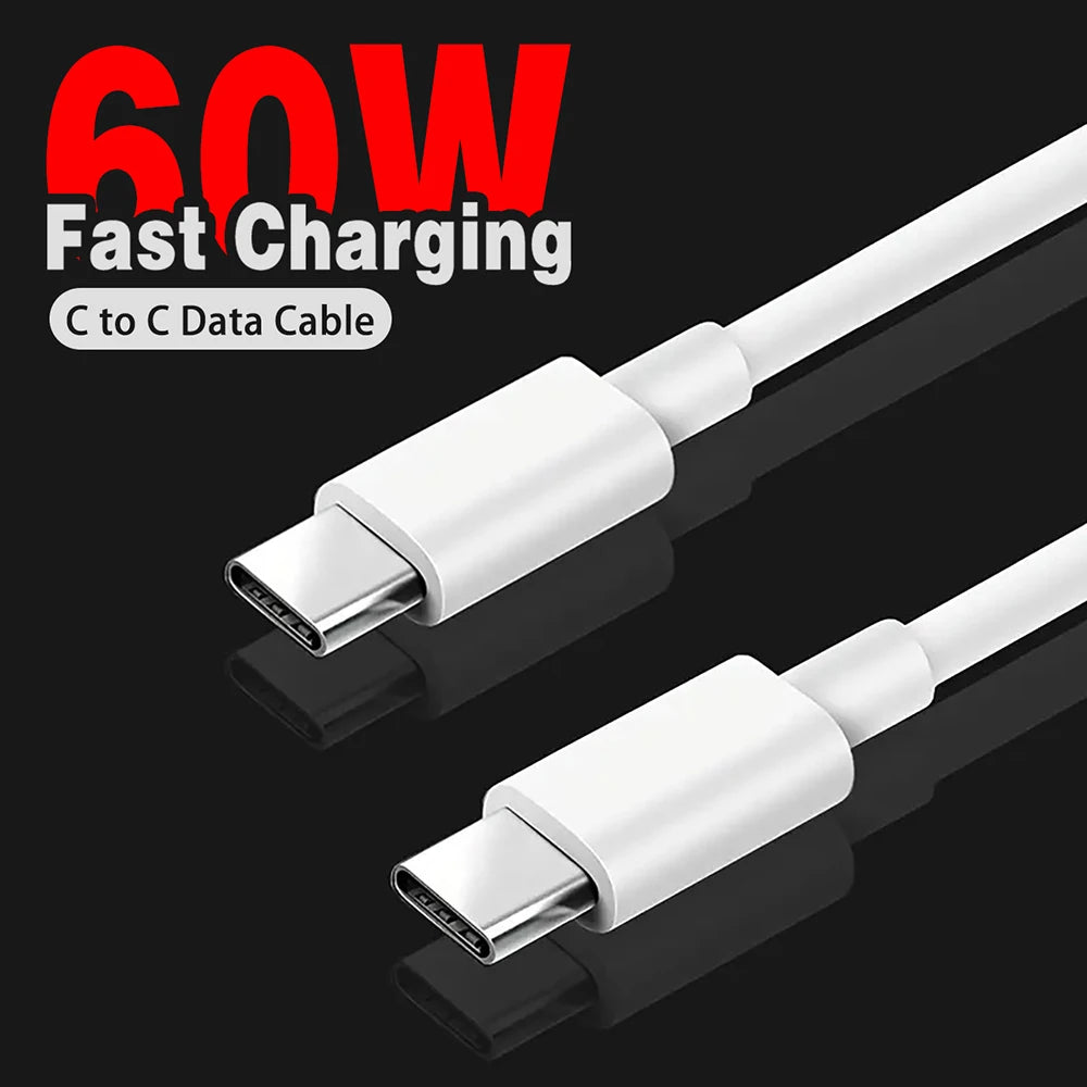 PD 60W USB C to USB Type C Cable Fast Charge Data Cable For Iphone 15 15Pro Huawei Samsung Xiaomi Data Line Black White 1M 2M 3M - MANDOTOS