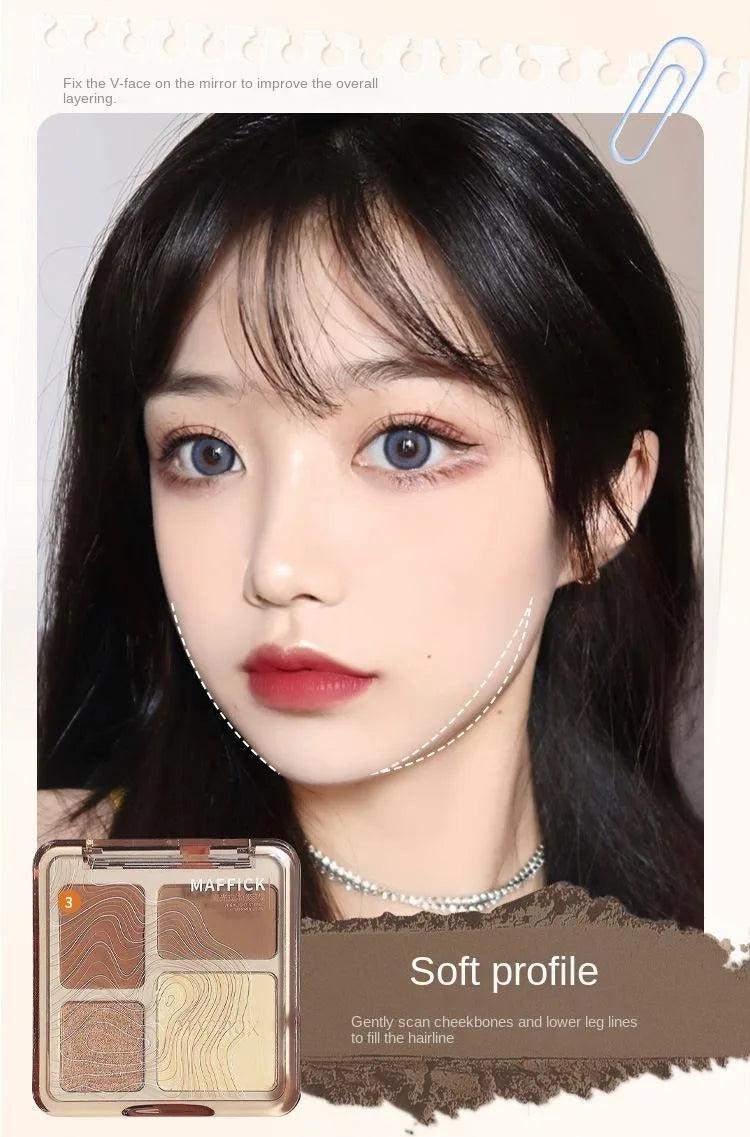 Natural Stereoscopic Face Powder Palette Matte Bronzer Contour Shading Multifunctional Highlighter Cosmetic Blush Gift - MANDOTOS