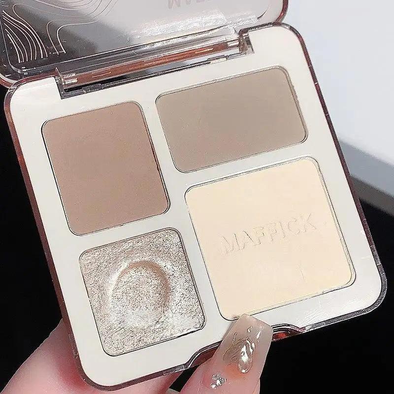 Natural Stereoscopic Face Powder Palette Matte Bronzer Contour Shading Multifunctional Highlighter Cosmetic Blush Gift - MANDOTOS