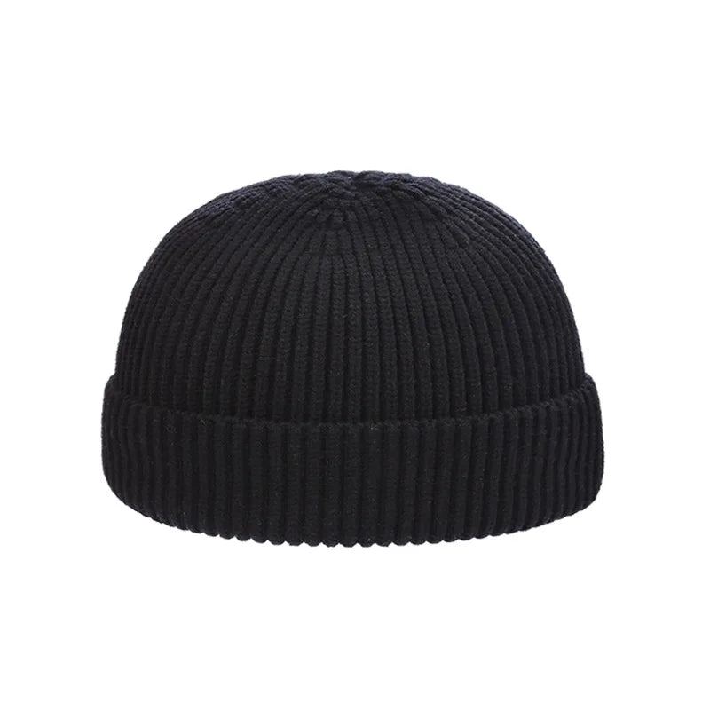 Winter Knitted Hat Warm Outdoor Sport Cold Protection Running Beanie Cap Elastic Thermal Cycling Skull Roll-up Cuffed Cap