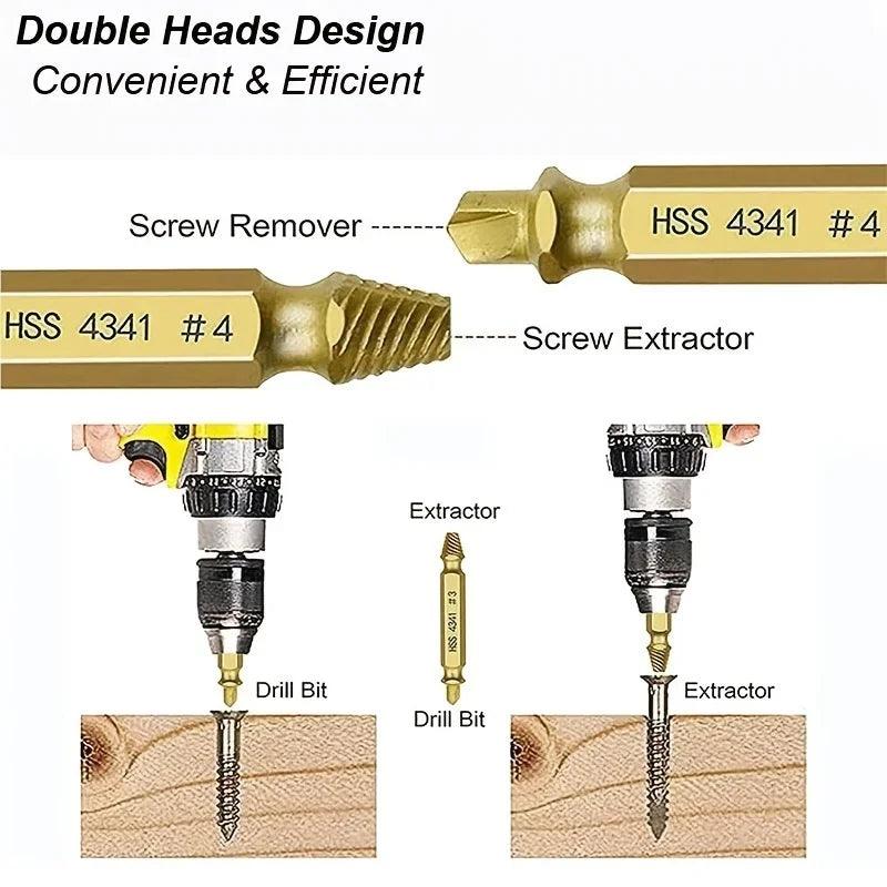 Damaged Screw Extractor Set HSS Drill Bit Stripped Broken Remover Small Easily Quickly Take Out Kit Easy Demolition Power Tools - MANDOTOS