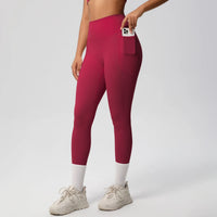 High Waist Women's Leggings Stretch Yoga Pants Tights With Pockets Push Up Fitness Running Sportswear Solid Color Pants