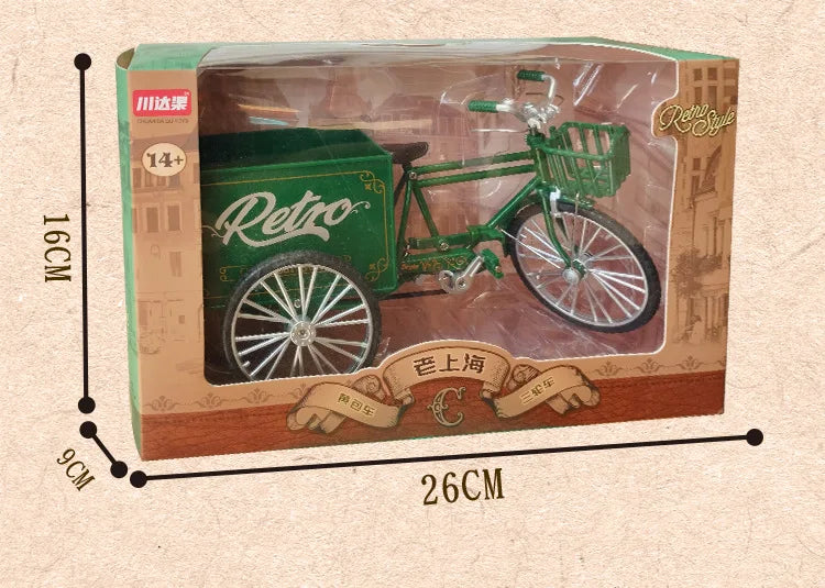 Rickshaw Tricycle model retro bicycle Simulation Alloy model decoration decorative Collection gift