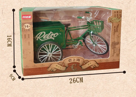 Rickshaw Tricycle model retro bicycle Simulation Alloy model decoration decorative Collection gift