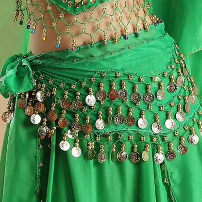 Thailand/India/Arab Dancer Skirt Women Sexy Belly Dance Hip Scarf Wrap Belt Dancer Skirt Female Show Sequins Tassels Costumes - MANDOTOS