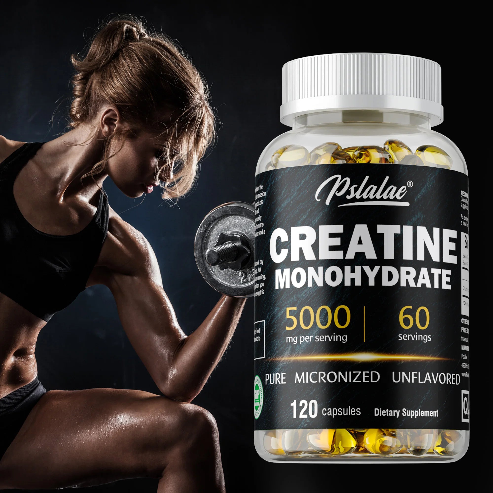 Creatine Monohydrate - Build Muscle, Improve Athletic Performance, Improve Energy Endurance and Promote Recovery - 120 Capsules