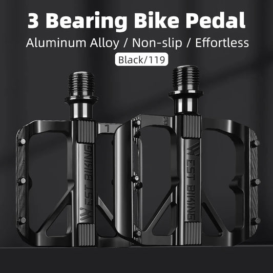 WEST BIKING Bicycle Pedals Sealed DU Bearing Nonslip Pedal Mountain Road Bike Cycling Alloy MTB Pedal Bicycle Accessories