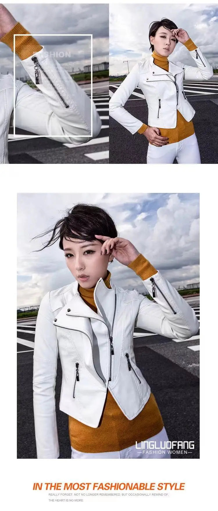 Women's Leather Jacket European and American Fashion Motorcycle Slim Short Leather Jacket Zipper