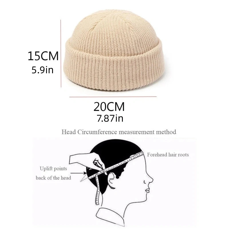 Winter Knitted Hat Warm Outdoor Sport Cold Protection Running Beanie Cap Elastic Thermal Cycling Skull Roll-up Cuffed Cap
