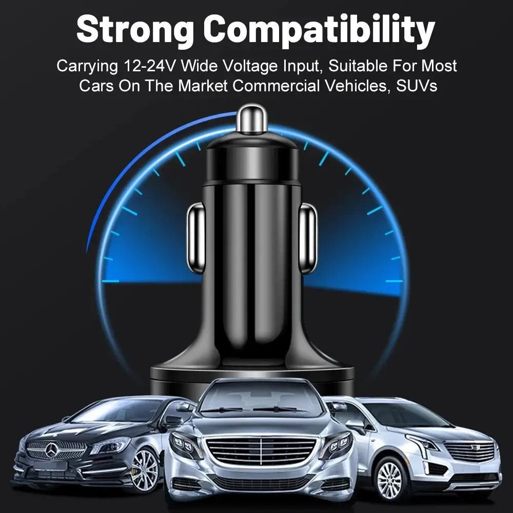 66-250W PD Car Charger QC3.0 Fast Charge with Digital Display 4USB and 2PD Ports for Car Cigarette Lighter Plug - MANDOTOS