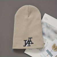 1/2/3pcs Unisex Winter Beanie Hats, Solid Color Knitted Warm Outdoor Caps with Embroidered Hand Washable