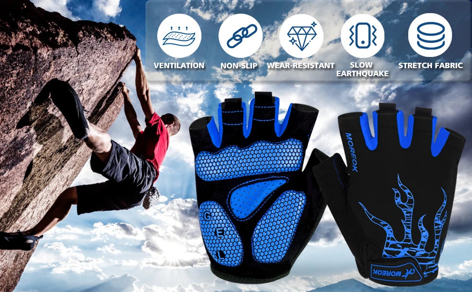 MOREOK Bike Gloves 5MM SBR Pads Mountain Bike Gloves Breathable Bicycle Gloves Non-slip Road Biking Cycling Gloves for Men Women