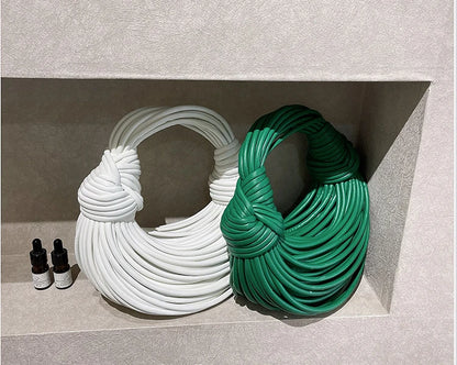 Handbags for Women 2025 New in Gold Luxury Designer Brand Handwoven Noodle Bags Rope Knotted Pulled Hobo Silver Evening Clutch - MANDOTOS