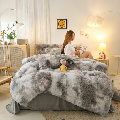 Luxurious Tie-Dyed Plush Flannel Bedding Set - MANDOTOS