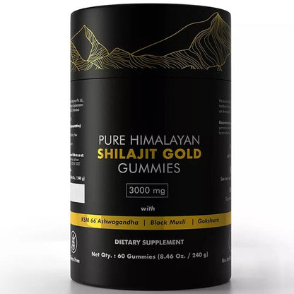 Pure Himalayan Shilajit Gummies, 3000 Mg Gold Grade Shilajit with Ashwagandha, Gokshura for Energy and Immune Support - MANDOTOS