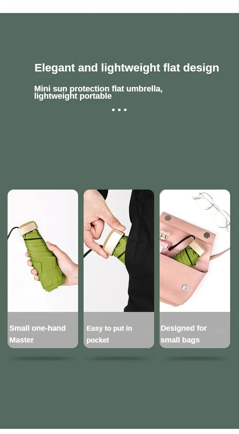 1Pc 55% Off Mini Sun Umbrella Pocket Rain Umbrella Vinyl Folding UV Ultraviolet Protection Sun Shade Pocket Parasol Capsule - MANDOTOS